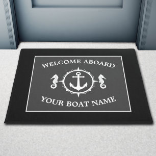 Welkom aan boord Naam Nautical Anchor Seahorse Deurmat