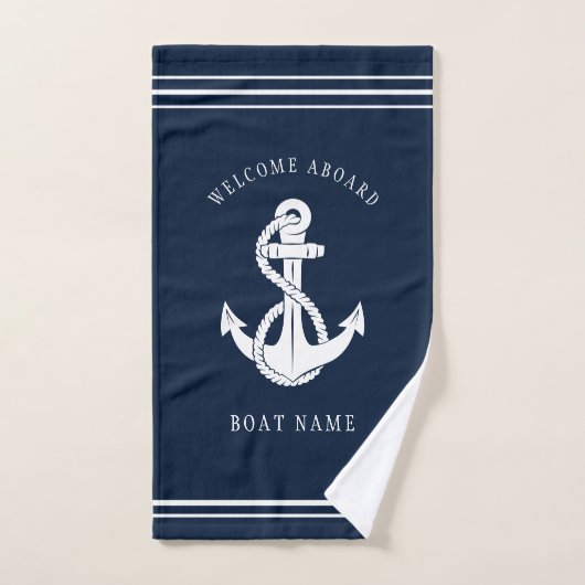 Welkom aan boord Naam van ankerboot Handdoek (Handdoek)