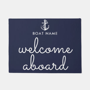 Welkom aan boord Naam van ankerboot Navy Blauw Deurmat