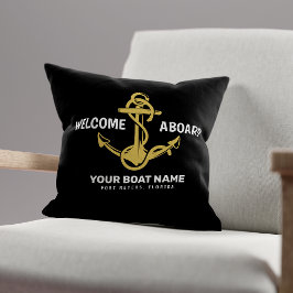 Welkom aan boord Naam zwart & goud scheepsnaam Kussen