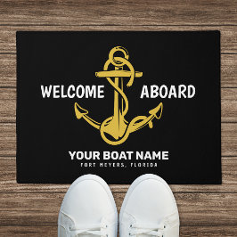 Welkom aan boord Naam zwart gouden boot Deurmat