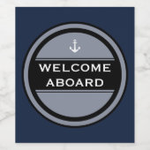 Welkom aan boord Nautical Anchor Cirkel Wijn Etiket (Enkel label)