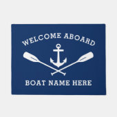Welkom aan boord Nautical Anker Crossed Oars Navy Deurmat (Voorkant)