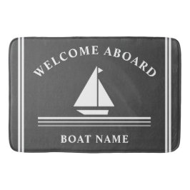 Welkom aan boord Nautical Boat Grey Name Badmat
