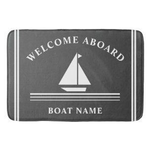 Welkom aan boord Nautical Boat Grey Name Badmat