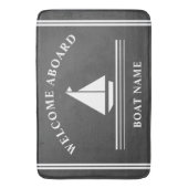 Welkom aan boord Nautical Boat Grey Name Badmat (Voorkant Verticaal)