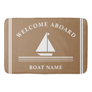 Welkom aan boord Nautical Boat Khaki Naam Badmat