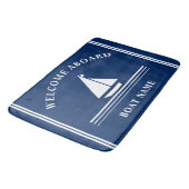 Welkom aan boord Nautical Boat Navy Blue Name Badmat (Gekanteld)