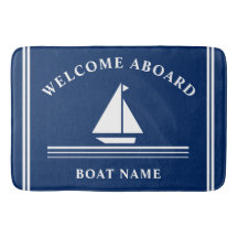 Welkom aan boord Nautical Boat Navy Blue Name