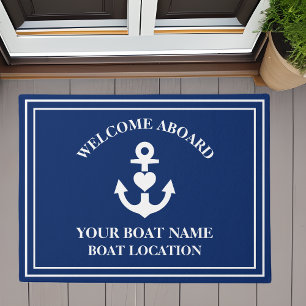 Welkom aan boord Nautical Heart Anker Boot Naam Deurmat