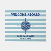 Welkom aan boord Nautical Stripes Boat Name Deurmat (Voorkant)