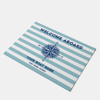 Welkom aan boord Nautical Stripes Boat Name Deurmat