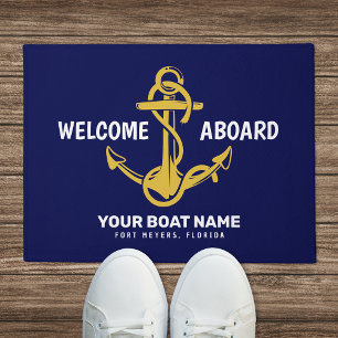 Welkom aan boord Nautilus Marine Blauw Gouden Boot Deurmat