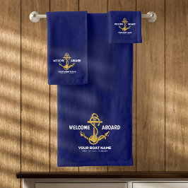 Welkom aan boord Nautilus marineblauw & goud bootn Bad Handdoek