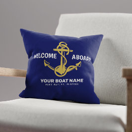 Welkom aan boord Nautilus Navy Blauw Goud Bootnaam Kussen
