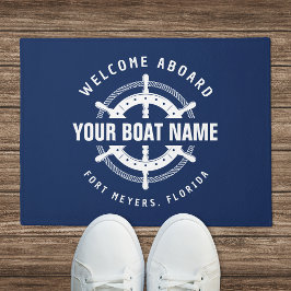 Welkom aan boord Nautische bootnaam marineblauw Deurmat