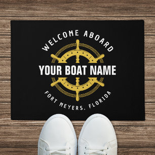 Welkom aan boord Nautische bootnaam Zwart & Goud Deurmat