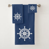 Welkom aan boord Navy Blue Aangepaste bootnaam Bad Handdoek (Insitu)