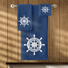 Welkom aan boord Navy Blue Aangepaste bootnaam Bad Handdoek