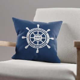 Welkom aan boord Navy Blue Aangepaste bootnaam Kussen