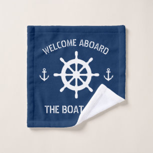Welkom aan boord scheepsnaam nautisch anker marine washandje