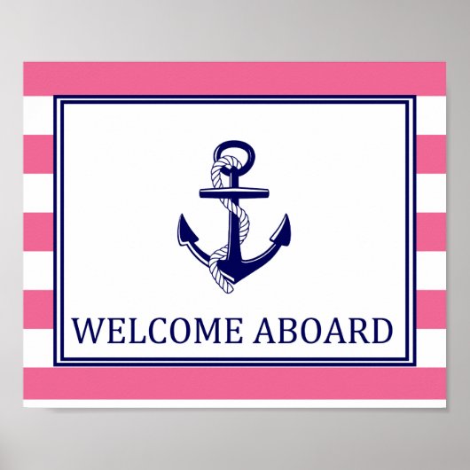 Welkom aan boord - Sign - Roze marine Nautical Poster (Voorkant)