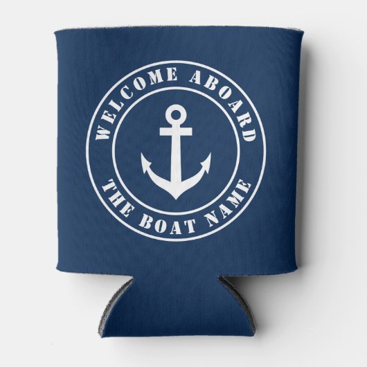 Welkom aan boord van aangepaste boot naam nautisch blikjeskoeler (Voorkant)