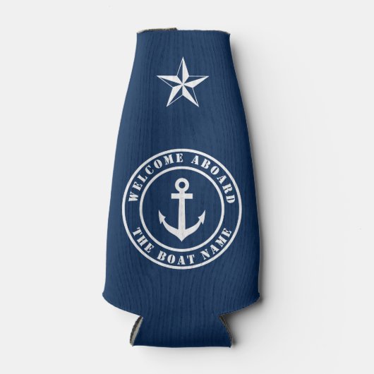 Welkom aan boord van aangepaste boot naam nautisch flesjeskoeler (Voorkant)