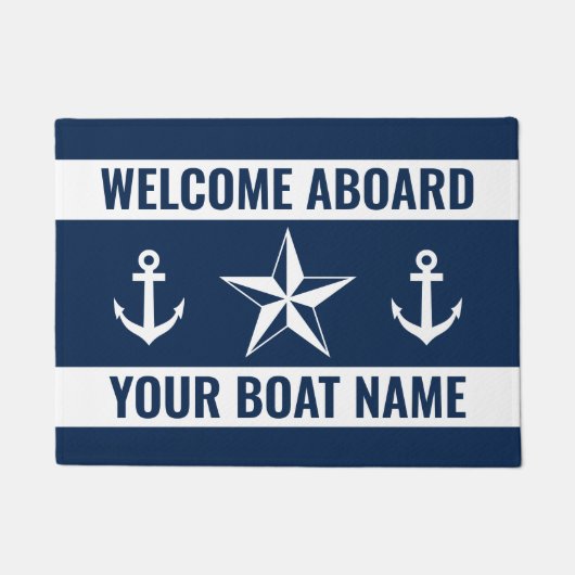 Welkom aan boord van aangepaste bootnaam nautische deurmat (Voorkant)
