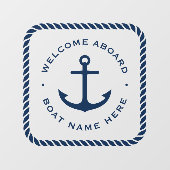 Welkom aan boord van anker- en touwgrensbootnaam raamsticker (Vel)