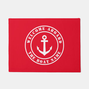 Welkom aan boord van boot naam nautisch anker logo deurmat