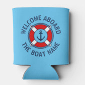 Welkom aan boord van boot name nautical anchor nav blikjeskoeler (Achterkant)