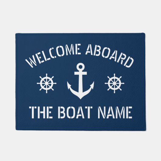 Welkom aan boord van boot name nautical anchor nav deurmat (Voorkant)