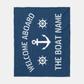 Welkom aan boord van boot name nautical anchor nav fleece deken (Voorkant)