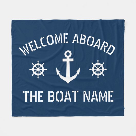 Welkom aan boord van boot name nautical anchor nav fleece deken (Voorkant (Horizontaal))