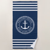 Welkom aan boord van bootnaamanker en touw donkerb strandlaken (Voorkant)