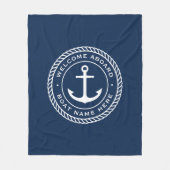 Welkom aan boord van bootnaamankertouwgrens fleece deken (Voorkant)
