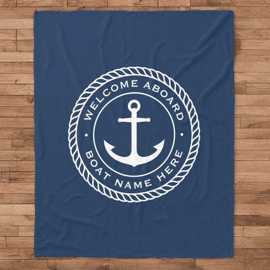 Welkom aan boord van bootnaamankertouwgrens fleece deken