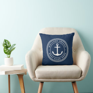 Welkom aan boord van bootnaamankertouwgrens kussen