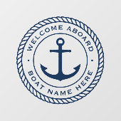 Welkom aan boord van bootnaamankertouwgrens raamsticker (Vel)