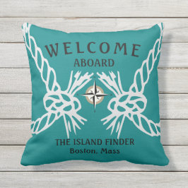 Welkom aan boord van de Blauwgroen naam Boats en w Buitenkussen