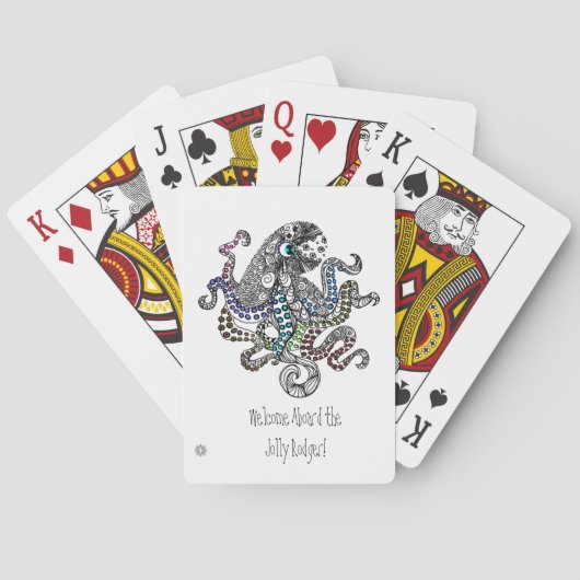 Welkom aan boord van de bloemetjesontwerpoctopus pokerkaarten (Achterkant)