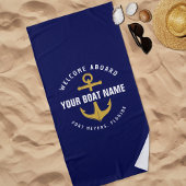 Welkom aan boord van de boot Navy Blue Gold Nautic Strandlaken