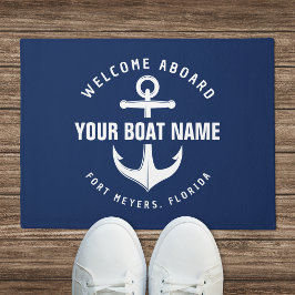 Welkom aan boord van de boot Navy Blue Nautical An Deurmat
