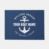 Welkom aan boord van de boot Navy Blue Nautical An Deurmat (Voorkant)