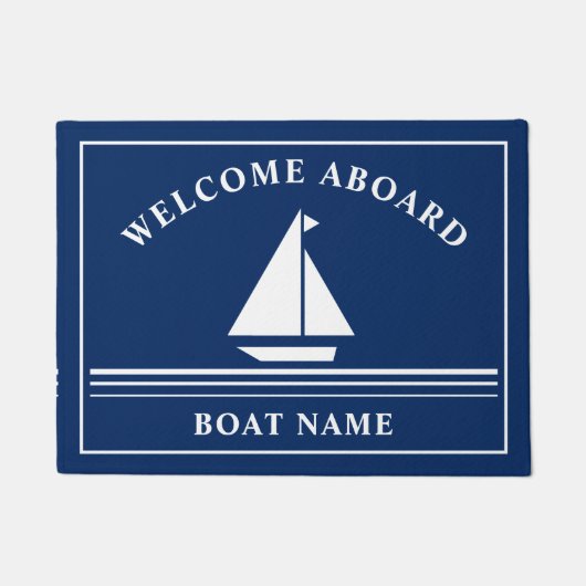 Welkom aan boord van de marine Blue Nautical Boati Deurmat (Voorkant)