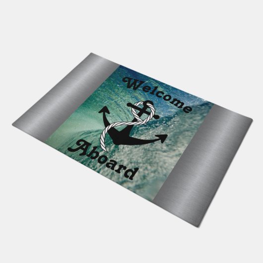 Welkom aan boord van de nautische oceaanmat deurmat (Schuin)