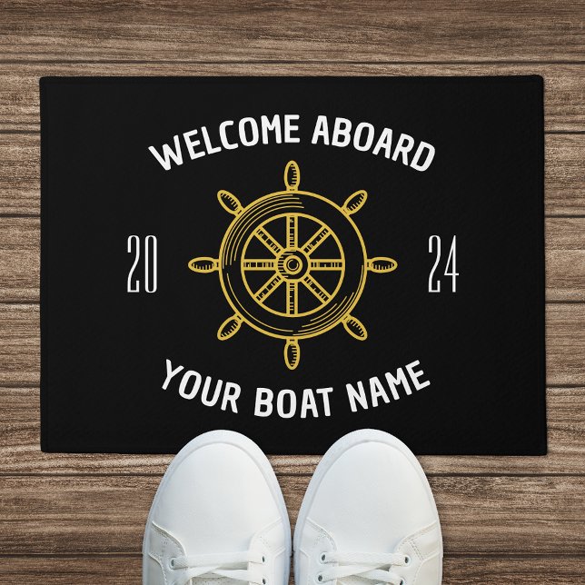 Welkom aan boord van Gift Boat Owners Black & Gold Deurmat (Creator heeft geüpload)