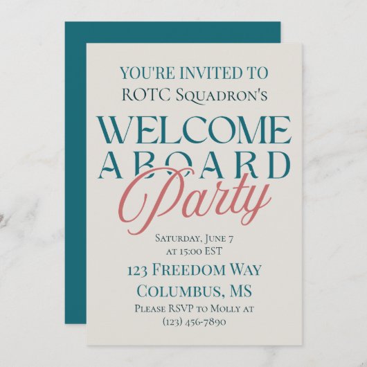 Welkom aan boord van het feest - Modern Serif Mili Kaart (Voorkant / Achterkant)