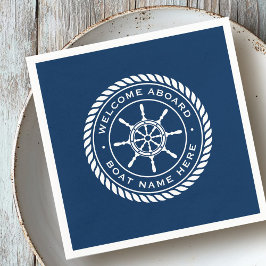 Welkom aan boord van het schip: naam zeemijl servet